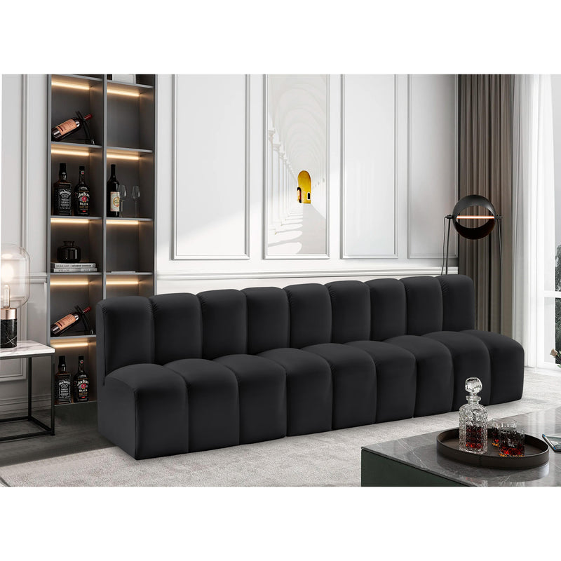 Meridian Arc Black Vegan Leather 3 pc Modular Sectional IMAGE 2