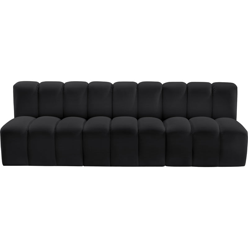 Meridian Arc Black Vegan Leather 3 pc Modular Sectional IMAGE 3