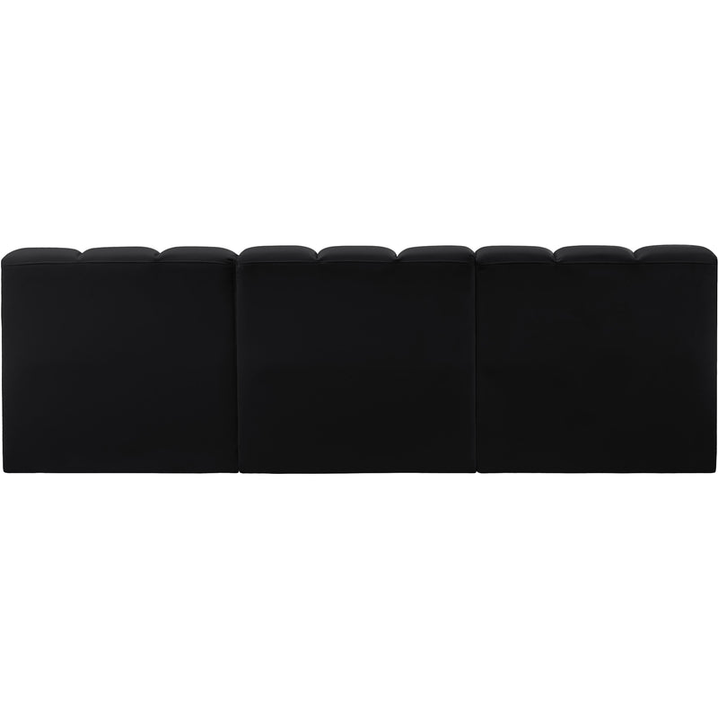 Meridian Arc Black Vegan Leather 3 pc Modular Sectional IMAGE 6