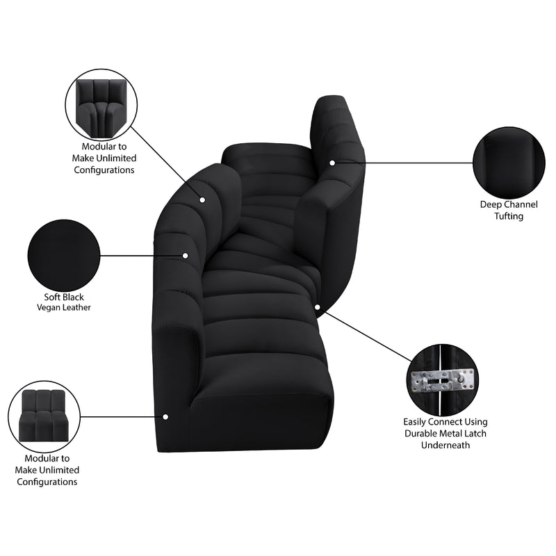 Meridian Arc Black Vegan Leather 4 pc Modular Sectional IMAGE 10
