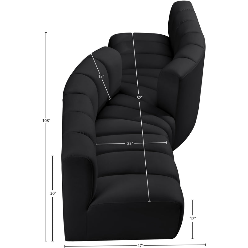 Meridian Arc Black Vegan Leather 4 pc Modular Sectional IMAGE 11
