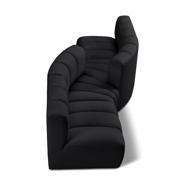 Meridian Arc Black Vegan Leather 4 pc Modular Sectional IMAGE 1
