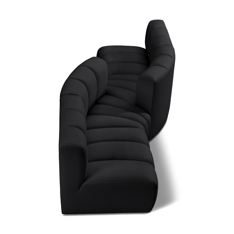 Meridian Arc Black Vegan Leather 4 pc Modular Sectional IMAGE 1