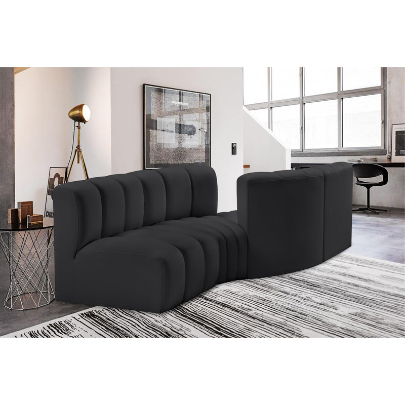 Meridian Arc Black Vegan Leather 4 pc Modular Sectional IMAGE 2