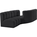 Meridian Arc Black Vegan Leather 4 pc Modular Sectional IMAGE 3