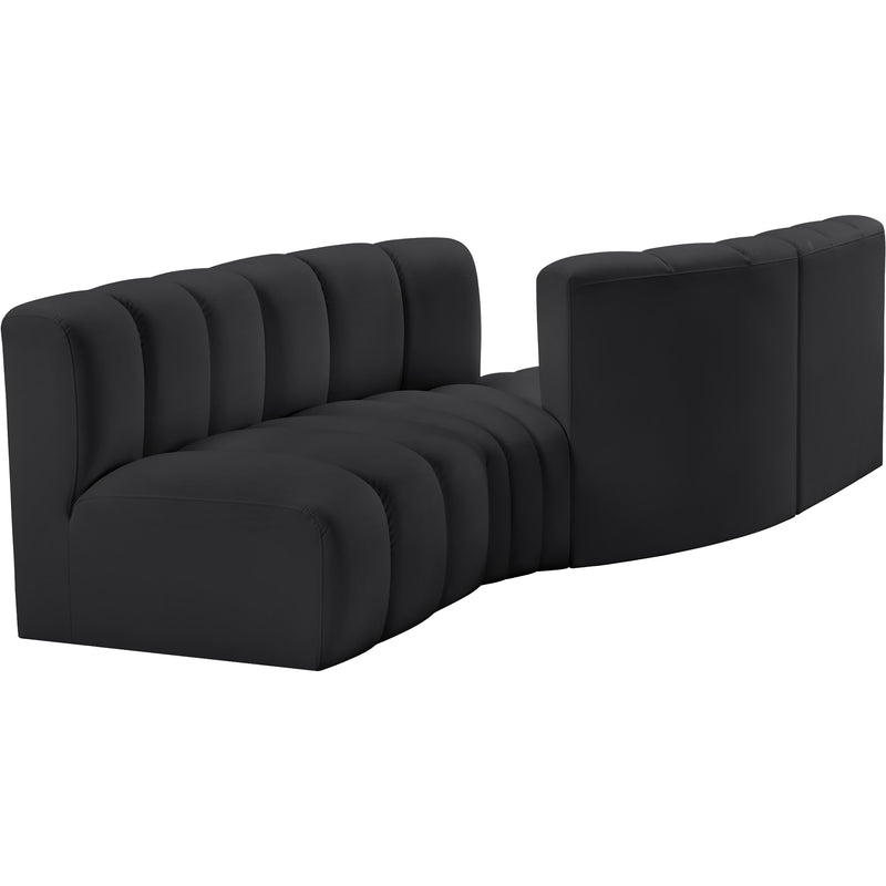 Meridian Arc Black Vegan Leather 4 pc Modular Sectional IMAGE 3
