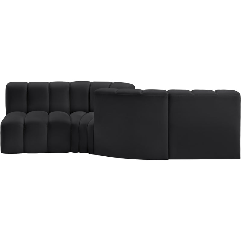 Meridian Arc Black Vegan Leather 4 pc Modular Sectional IMAGE 5