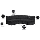 Meridian Arc Black Vegan Leather 4 pc Modular Sectional IMAGE 11
