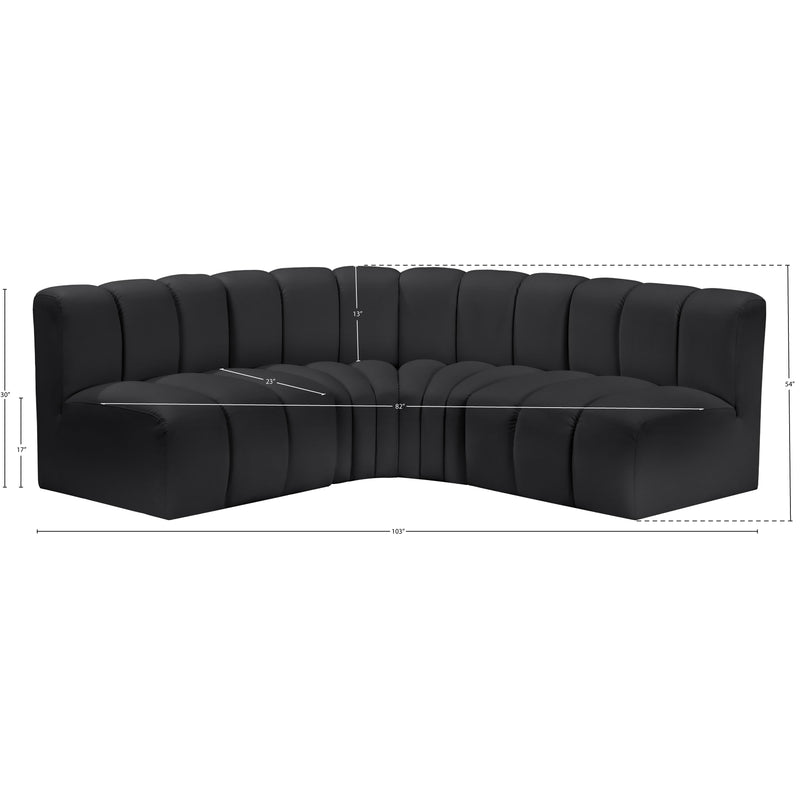 Meridian Arc Black Vegan Leather 4 pc Modular Sectional IMAGE 12