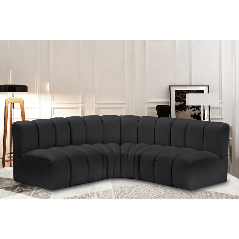 Meridian Arc Black Vegan Leather 4 pc Modular Sectional IMAGE 2
