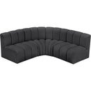 Meridian Arc Black Vegan Leather 4 pc Modular Sectional IMAGE 3