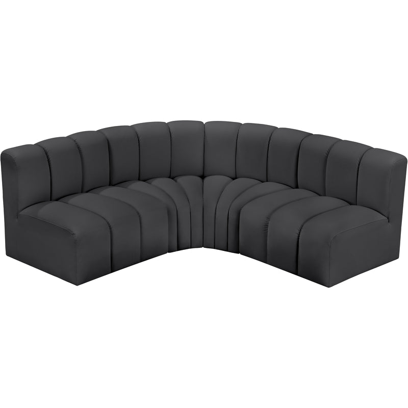 Meridian Arc Black Vegan Leather 4 pc Modular Sectional IMAGE 3
