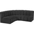 Meridian Arc Black Vegan Leather 4 pc Modular Sectional IMAGE 4
