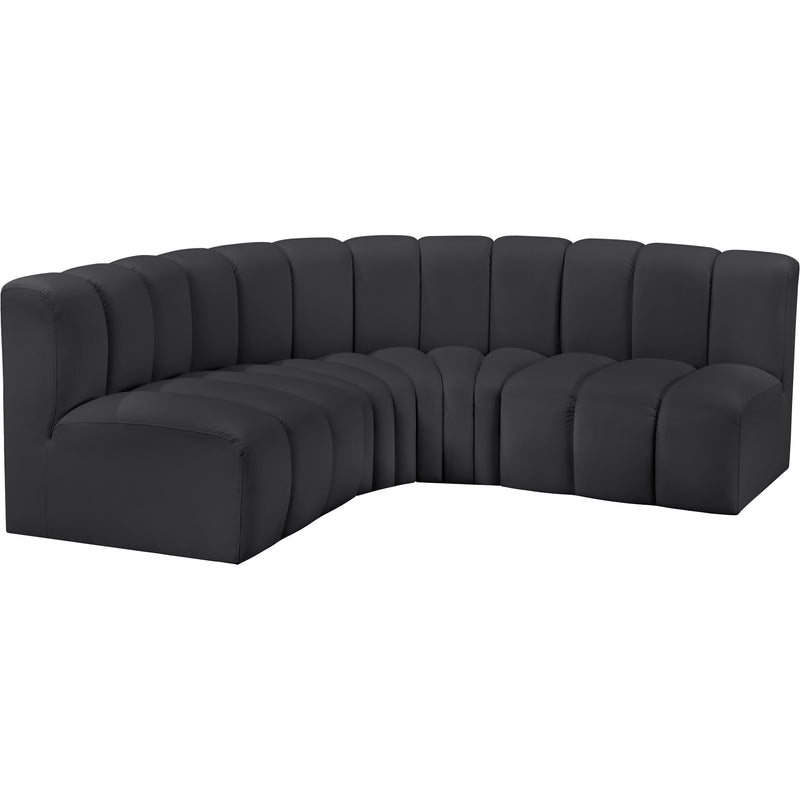 Meridian Arc Black Vegan Leather 4 pc Modular Sectional IMAGE 4