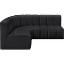 Meridian Arc Black Vegan Leather 4 pc Modular Sectional IMAGE 5