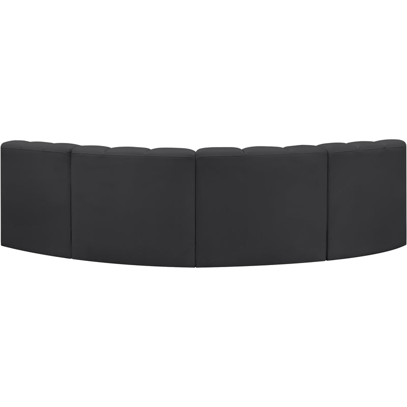 Meridian Arc Black Vegan Leather 4 pc Modular Sectional IMAGE 6
