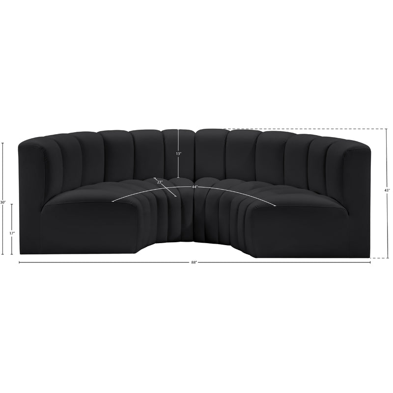 Meridian Arc Black Vegan Leather 4 pc Modular Sectional IMAGE 12
