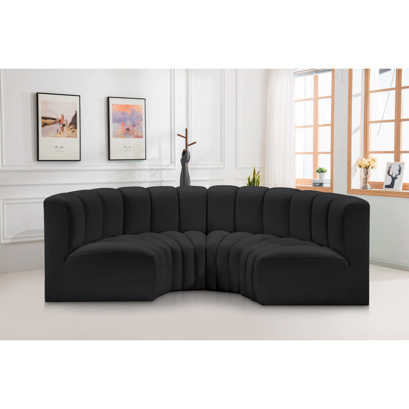 Meridian Arc Black Vegan Leather 4 pc Modular Sectional IMAGE 2