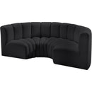 Meridian Arc Black Vegan Leather 4 pc Modular Sectional IMAGE 4
