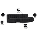 Meridian Arc Black Vegan Leather 4 pc Modular Sectional IMAGE 11