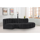 Meridian Arc Black Vegan Leather 4 pc Modular Sectional IMAGE 2
