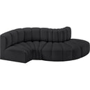 Meridian Arc Black Vegan Leather 4 pc Modular Sectional IMAGE 3