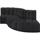 Meridian Arc Black Vegan Leather 4 pc Modular Sectional IMAGE 4