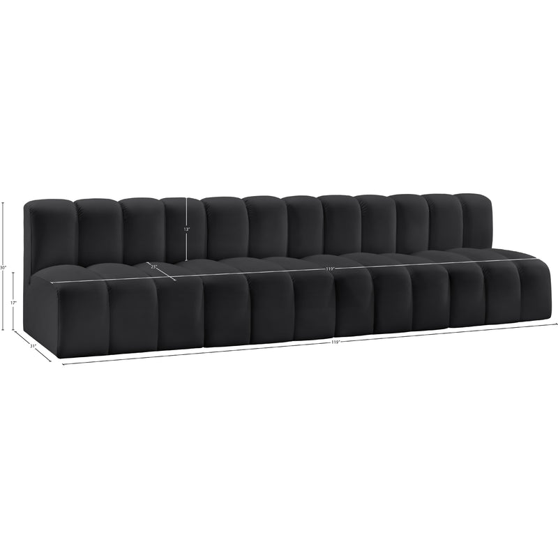 Meridian Arc Black Vegan Leather 4 pc Modular Sectional IMAGE 11