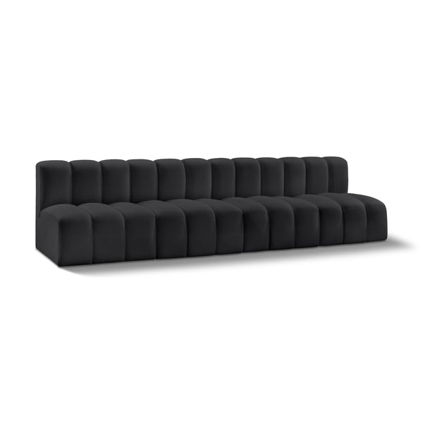 Meridian Arc Black Vegan Leather 4 pc Modular Sectional IMAGE 1