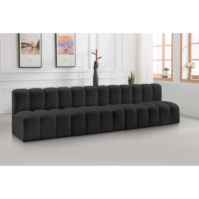 Meridian Arc Black Vegan Leather 4 pc Modular Sectional IMAGE 2