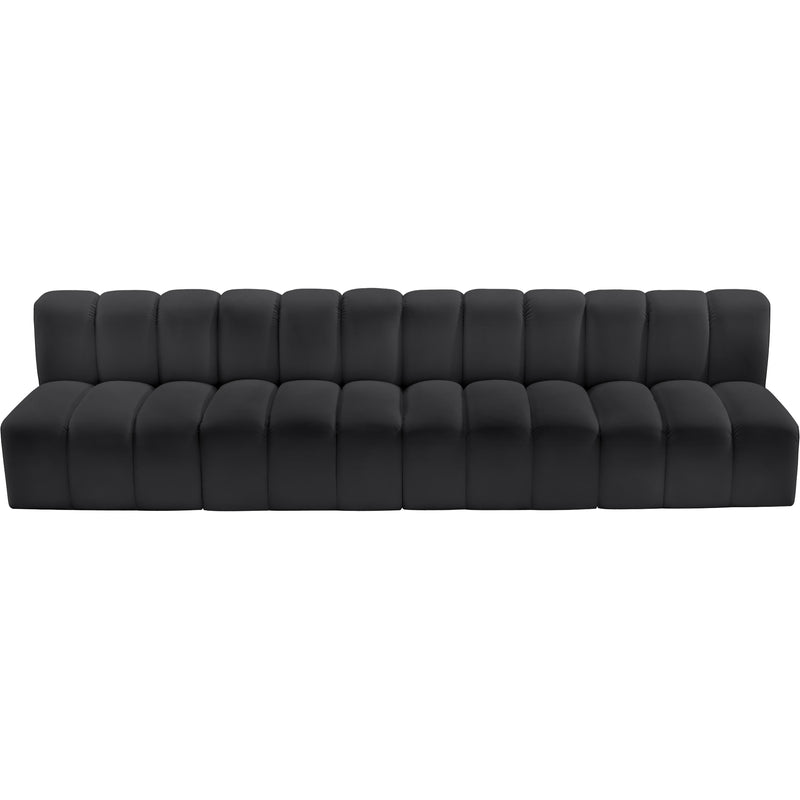 Meridian Arc Black Vegan Leather 4 pc Modular Sectional IMAGE 4