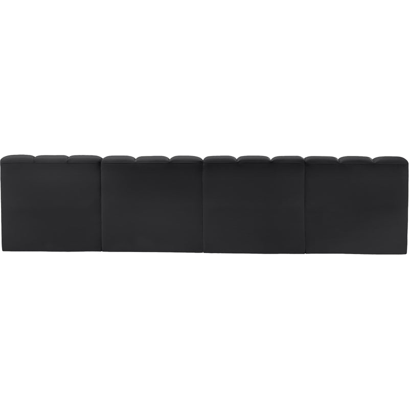 Meridian Arc Black Vegan Leather 4 pc Modular Sectional IMAGE 5