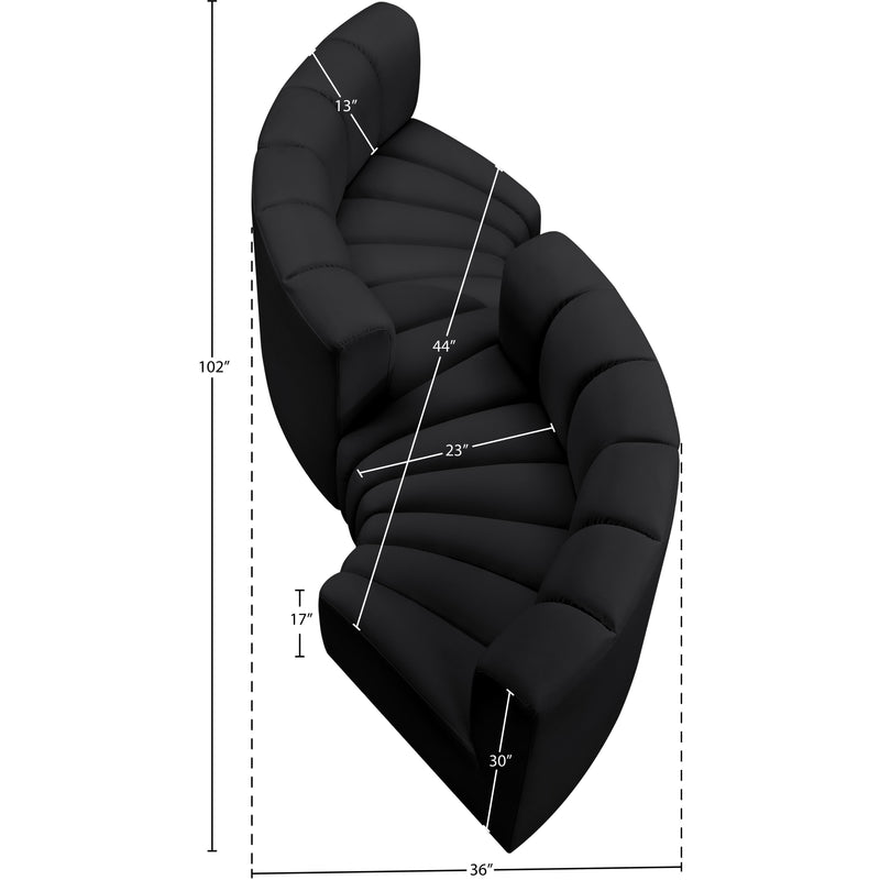 Meridian Arc Black Vegan Leather 4 pc Modular Sectional IMAGE 11