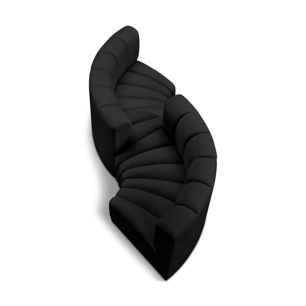 Meridian Arc Black Vegan Leather 4 pc Modular Sectional IMAGE 1