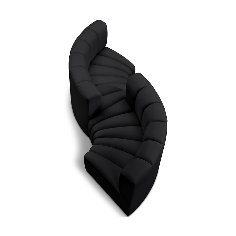 Meridian Arc Black Vegan Leather 4 pc Modular Sectional IMAGE 1