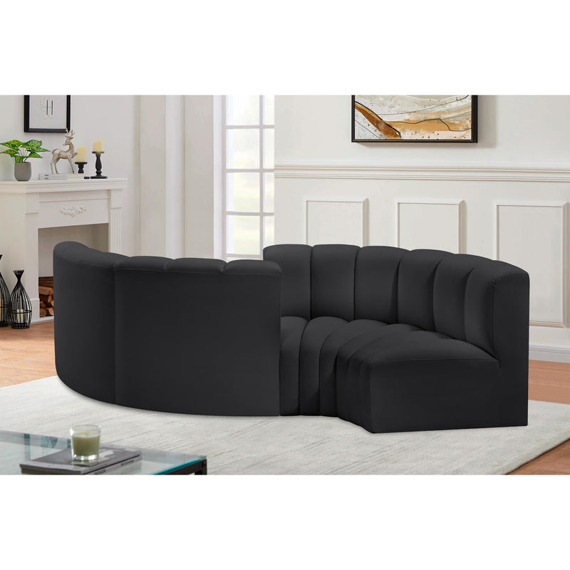 Meridian Arc Black Vegan Leather 4 pc Modular Sectional IMAGE 2