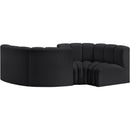 Meridian Arc Black Vegan Leather 4 pc Modular Sectional IMAGE 3