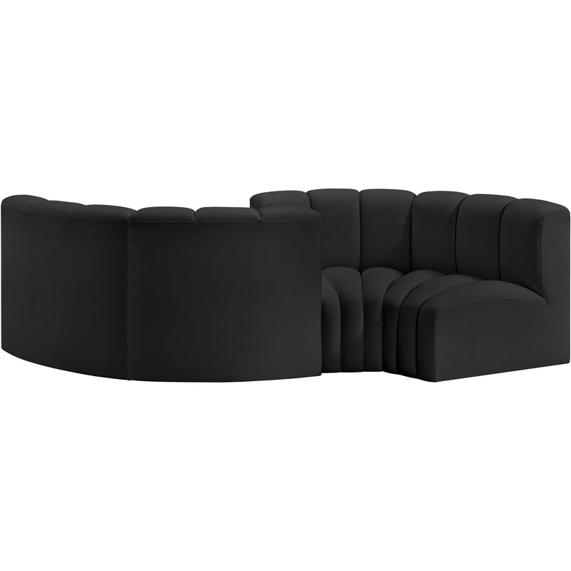 Meridian Arc Black Vegan Leather 4 pc Modular Sectional IMAGE 3