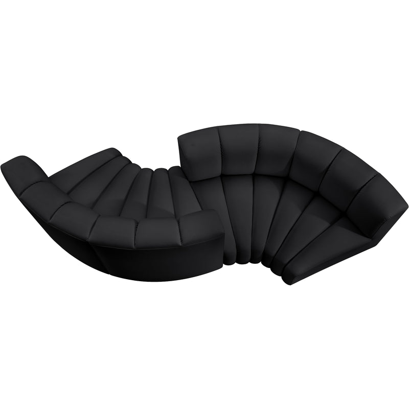 Meridian Arc Black Vegan Leather 4 pc Modular Sectional IMAGE 4