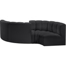 Meridian Arc Black Vegan Leather 4 pc Modular Sectional IMAGE 6