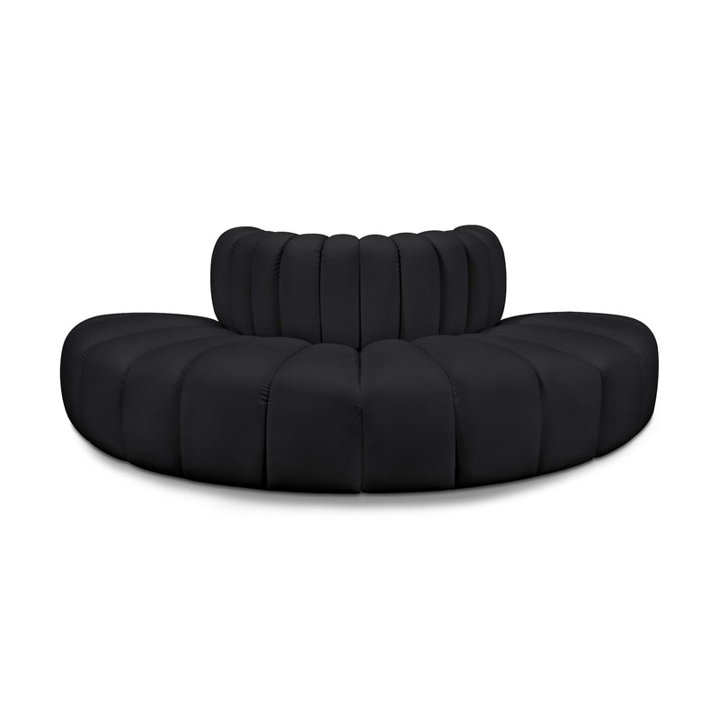 Meridian Arc Black Vegan Leather 4 pc Modular Sectional IMAGE 1
