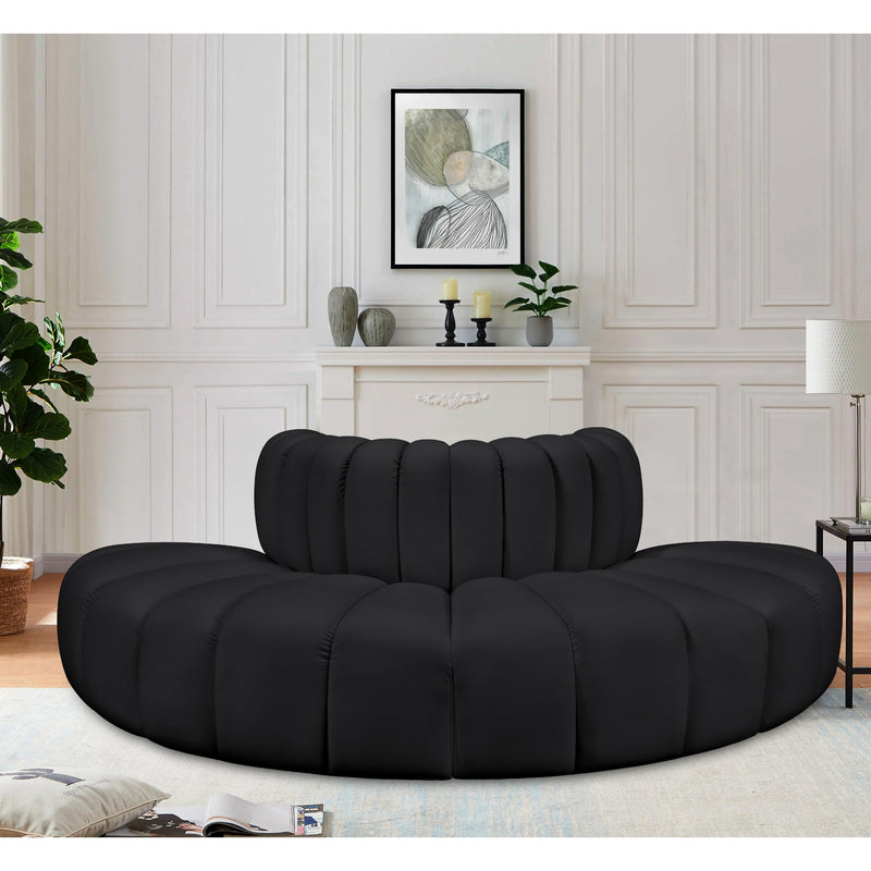 Meridian Arc Black Vegan Leather 4 pc Modular Sectional IMAGE 2