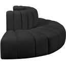 Meridian Arc Black Vegan Leather 4 pc Modular Sectional IMAGE 5