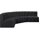 Meridian Arc Black Vegan Leather 5 pc Modular Sectional IMAGE 4