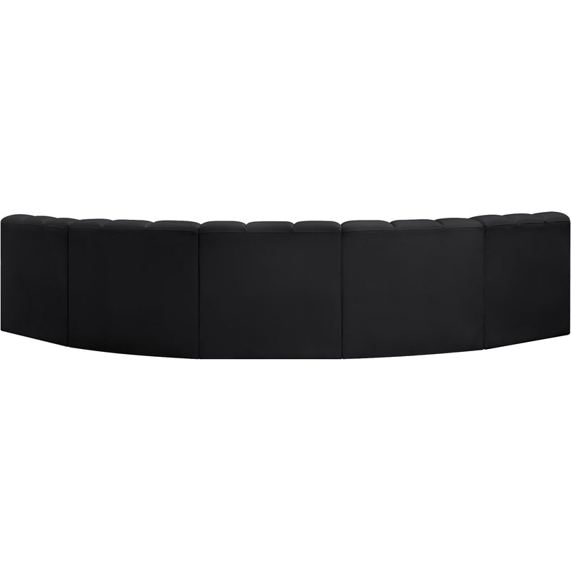 Meridian Arc Black Vegan Leather 5 pc Modular Sectional IMAGE 6