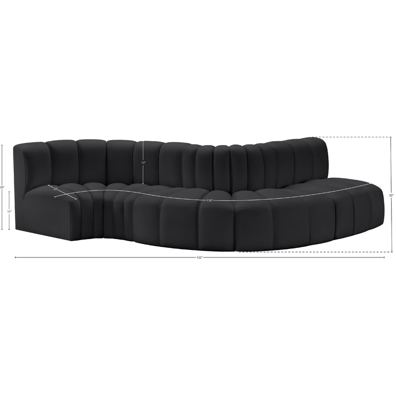 Meridian Arc Black Vegan Leather 5 pc Modular Sectional IMAGE 11