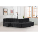 Meridian Arc Black Vegan Leather 5 pc Modular Sectional IMAGE 2
