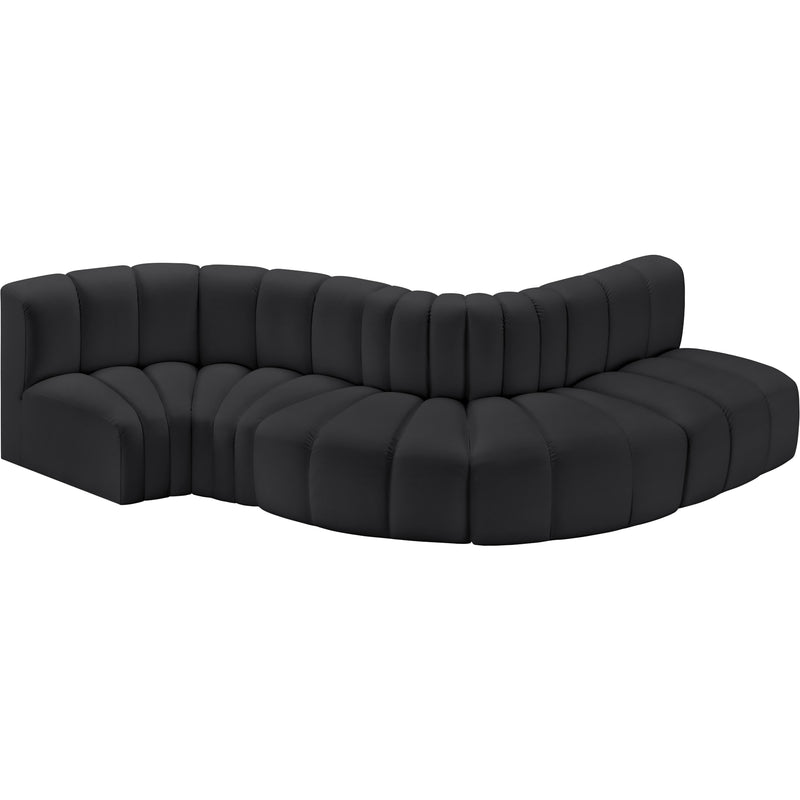 Meridian Arc Black Vegan Leather 5 pc Modular Sectional IMAGE 3