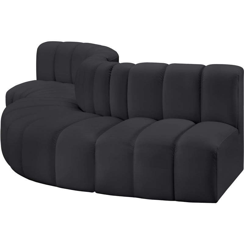 Meridian Arc Black Vegan Leather 5 pc Modular Sectional IMAGE 4