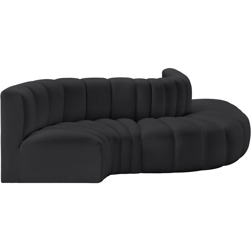Meridian Arc Black Vegan Leather 5 pc Modular Sectional IMAGE 5